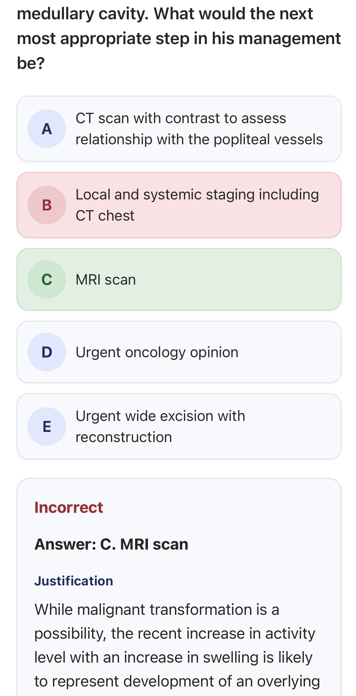 thinKbox FRCS answer feedback
